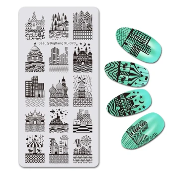 

Architectural Theme Nail Stamping Plates Rectangle Nail Templates Image Plate Stencils Tool