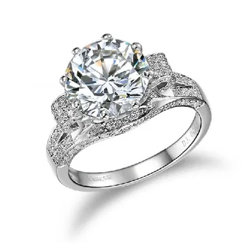

Test Positive Daintiness 3CT 9mm Round D-E Lab-Grown Moissanite Diamond Ring 925 Sterling Silver Engagement Ring