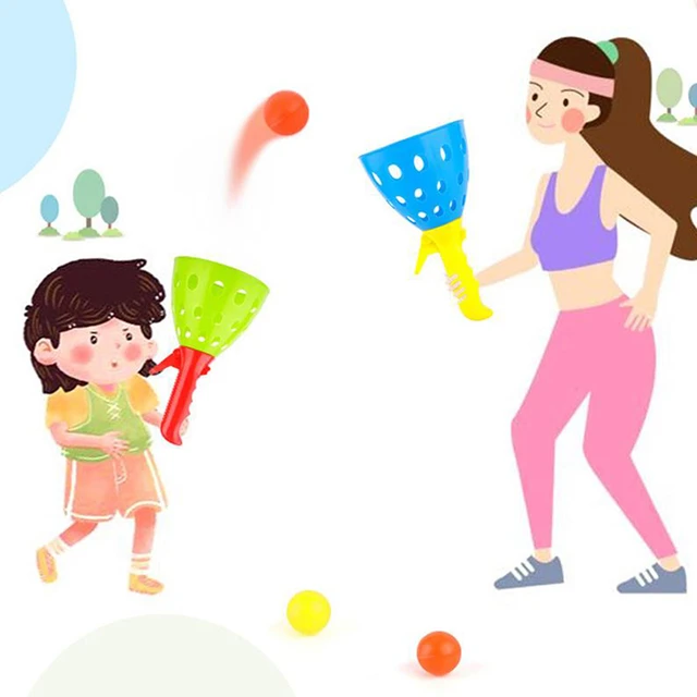 2 pces criança esportes ao ar livre jogos de bola lançamento criança pegar  bola tênis ping pong brinquedos pai-filho interativo para o presente -  AliExpress