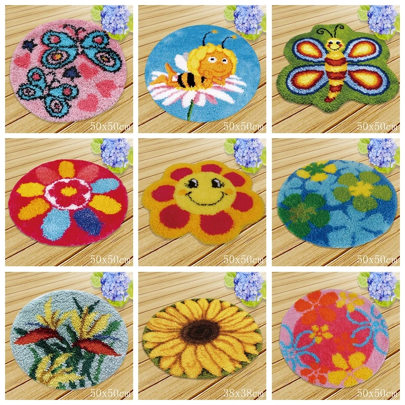 

Sun flower Button Package Carpet Embroidery Flowers Latch Hook DIY Do It Yourself Foamiran Carpet Latch Hook Cushion Kits