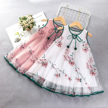 

Girls Dress 2020 Summer Sleeveless Bow Ball Gown Clothing Kids Baby Princess Dresses Children Clothes Chinese style 3-12 Years