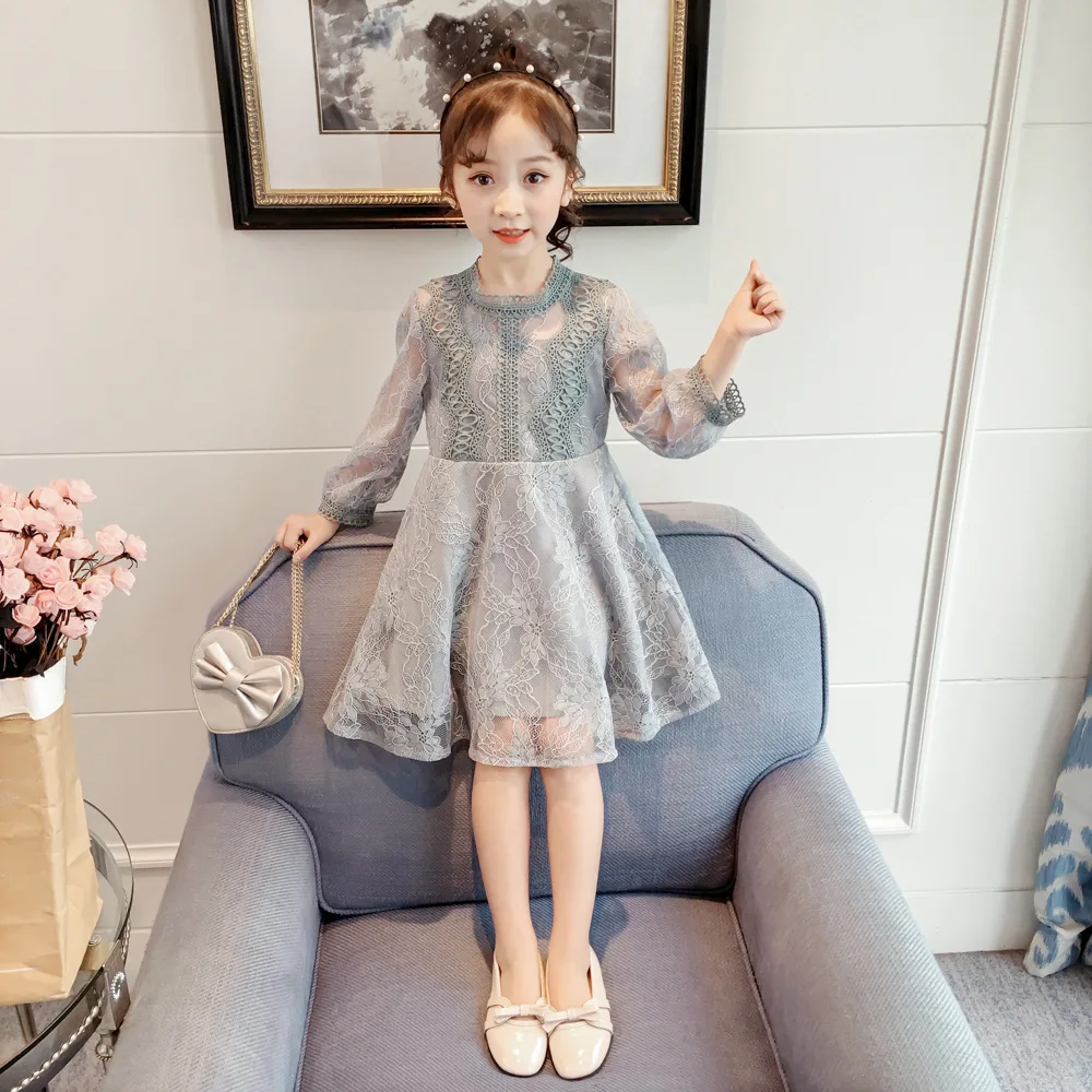 

Girls'Dresses Spring Dresses New Lace Cute Girls Dress Elegant Cotton Polyester Knee-Length A-Line Kids Dresses for Girls