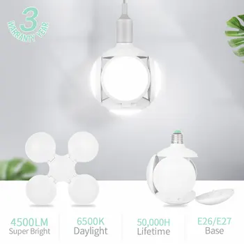 

E27 Deformable Folding LED ceiling Light AC85-265V 5 Leaf LED Folding Football Bulb 40W High Brightness For living room
