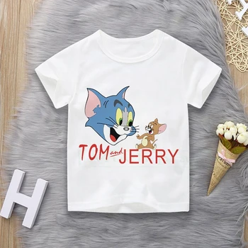 

2020 New Boys Girls TOM & JERRY Short Sleeve T-Shirt Tee Tops Children Costume Clothes Kids CAT & MOUSE Comfortable Tees