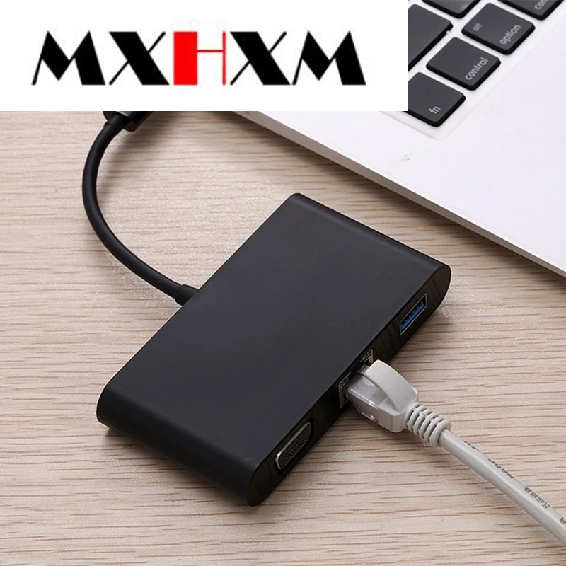 Тип с разъемами типа c и vga+ rj45 Gigabit Порты и разъёмы+ usb3.0+ аудио+ pd зарядки 5-в-1 видео адаптер