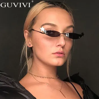 

Rimless Vintage Sunglasses Women 2019 Metal Frame Brand Designer Cat Eye Sunglasses Men Small Mirror Steampunk Retro Sun Glasses