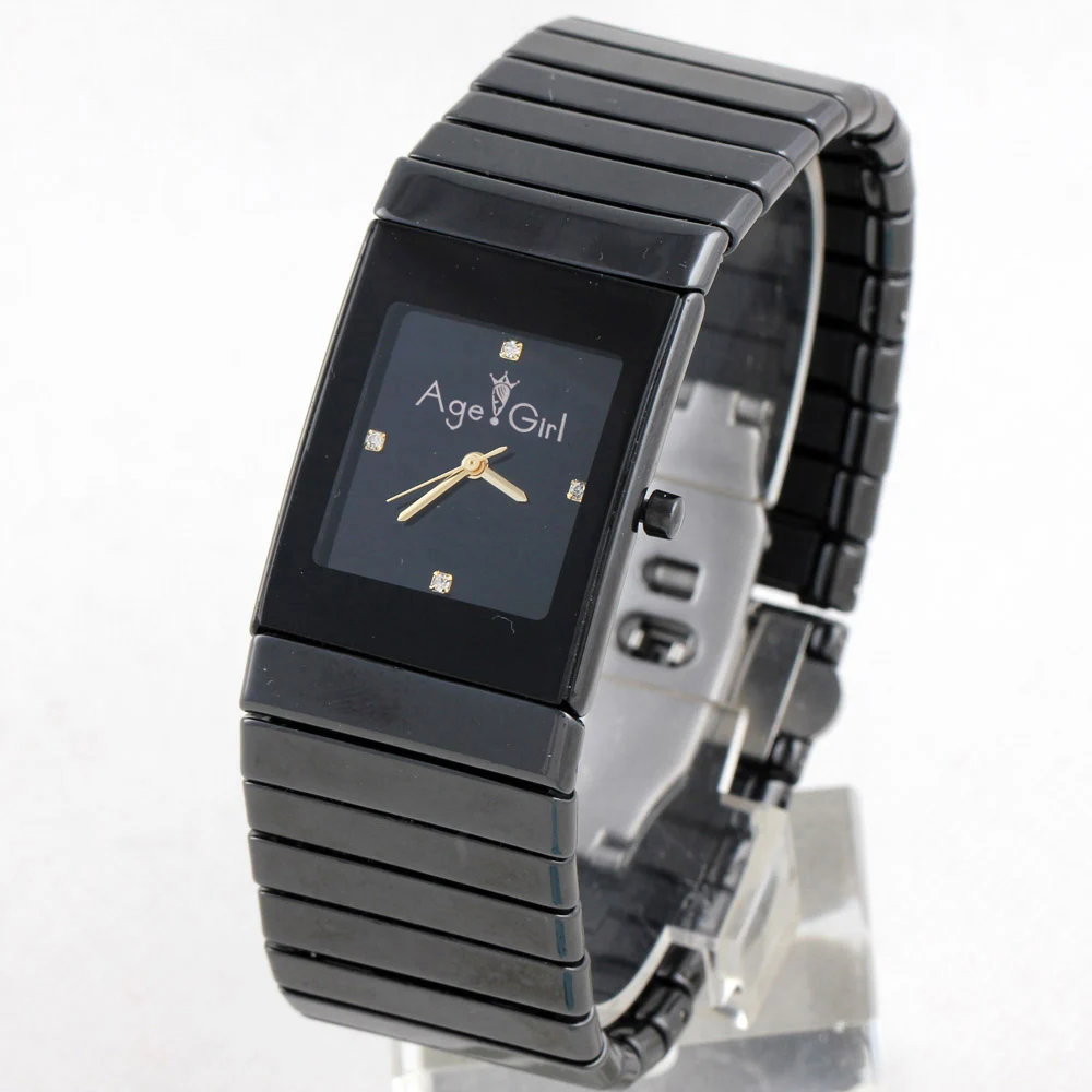 

Men's or Women's LuxuryJapan Quartz Black White Rose Gold Full Ceramic Date Square Watch