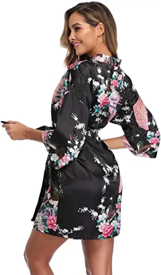 Fashion Satin Robe Female Bathrobe Sexy peignoir femme Silk Kimono Bride Dressing gown sleepwear Night Grow For Women