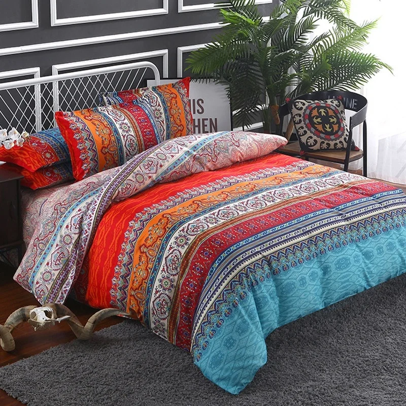 

LANGRIA Bedding Set 4 Size New Luxury Bohemian Colorful Duvet Cover Bed Linen 2/3pcs Set Pillowcase Print Twin Full Queen King