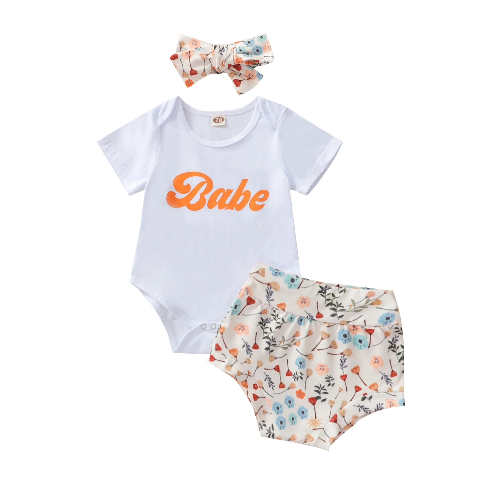 Baby Summer Clothing Sets Toddler Newborn Baby Girls Letter Bodysuits+Floral/Leopard Print High Waist Shorts+Headband Outfits Baby Clothing Set discount Baby Clothing Set