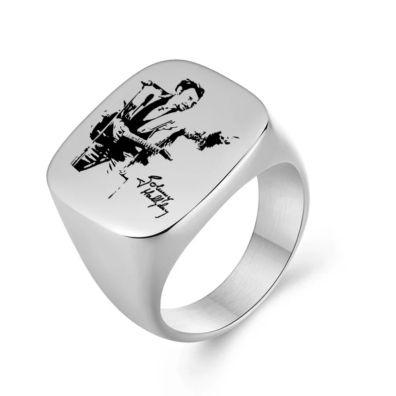 Кольцо с фотографией из нержавеющей стали для мужчин и женщин, большие кольца в стиле панк, рок, мужское кольцо на палец, серебряное, золотое, черное ювелирное изделие, подарок - Цвет основного камня: Silver 8