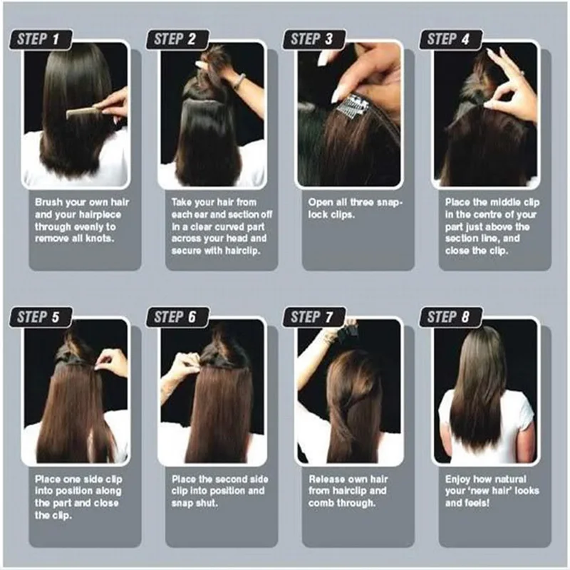Lelinta 26" Hairpiece 140G Straight 5 Clips In False Styling Hair Synthetic Clip In Hair Extensions Heat Resistant