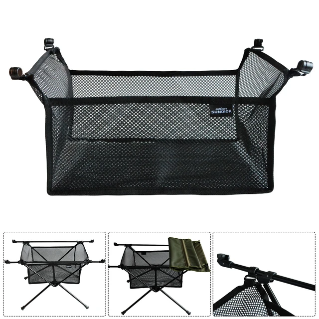 Outdoor Camping Mesh Table Under Table Net Storage Bag Foldable Suitcase  Size Portable Lightweight Black Iron Mesh Rack