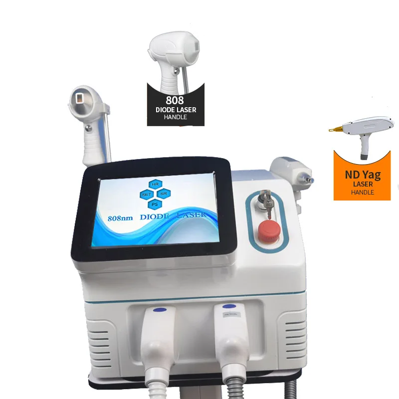 Multi-function 2 in 1 apparatus 755nm 808nm 1064nm triple diode laser hair removal and nd yag laser tattoo removal