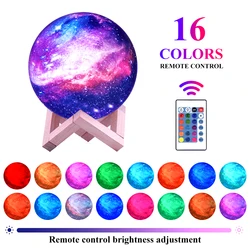 Lampe LED en forme de ciel étoilé, impression 3D, Recharge USB, tactile, changement de couleur, avec télécommande, 16 couleurs, luminaire décoratif d'intérieur, cadeau pour enfants 