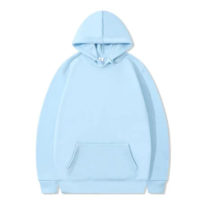 Fashion Brand Men's/Women's Hoodies 2021 Autumn New Male Casual Hoodies Sweatshirts Men's Solid Color Hoodies Sweatshirt Tops sky blue