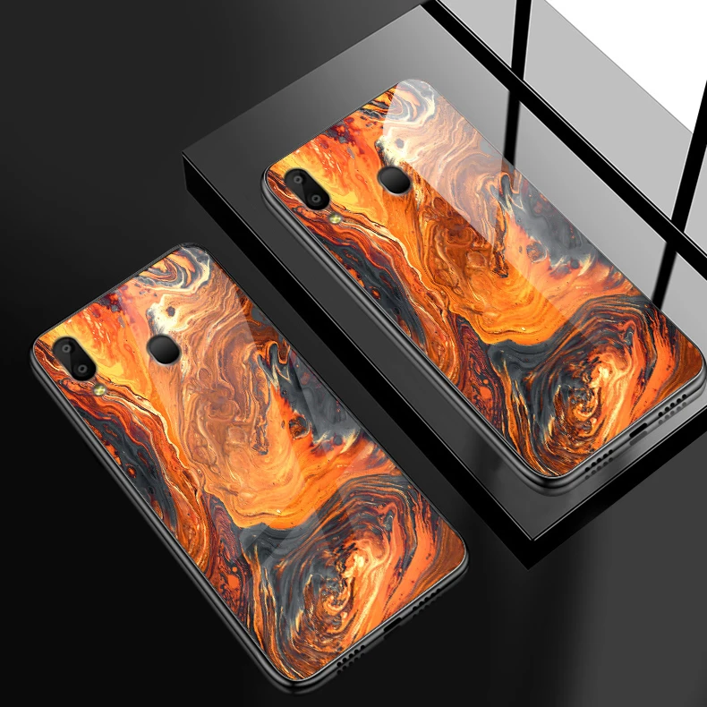 Закаленное Стекло чехол для samsung Galaxy A10 A20 A30 A40 A50 A6S A70 A8S A80 A90 задняя крышка J4Plus M10 M20 M30 Note9 модные Coque - Цвет: W389