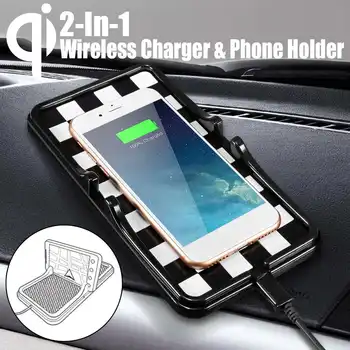 5 ワットチーワイヤレス車の充電器ホルダー電話急速充電非スリップパッドブラケットスマートフォン充電器マウント用スタンドサムスンのためのiphone