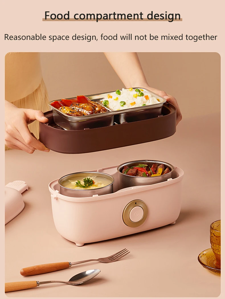 Description Picture 4 of itemFast Heating Food Steamer Egg Boiler Electric Rice cooker Insulation Portable Lunch Box 2 layer stainless steel Food Container