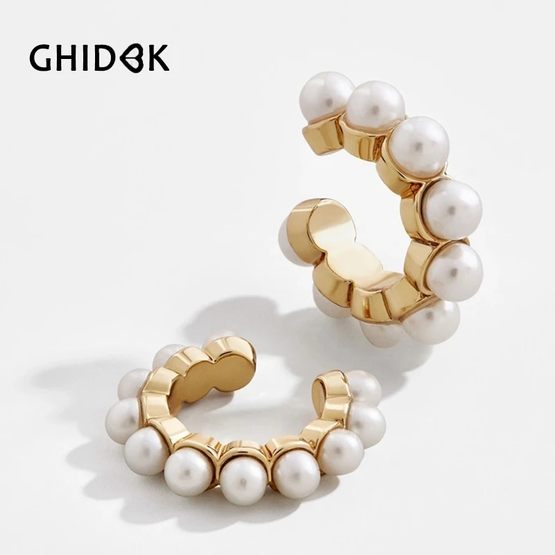 GHIDBK красивый изящный белый жемчуг серьги для ушного хряща минималистичный