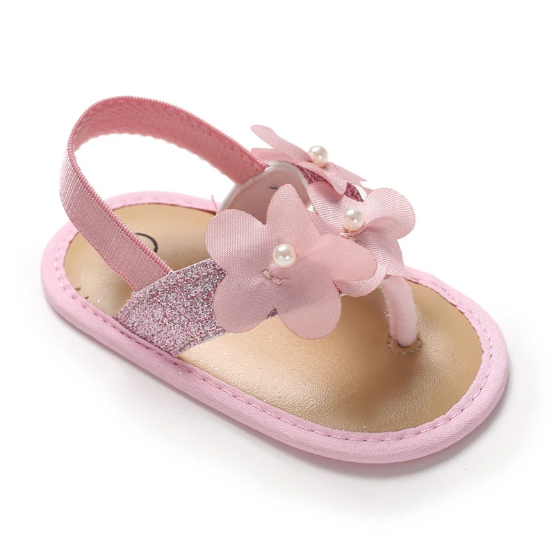 Новая мода для малышей; одежда для маленьких девочек с жемчугом и шикарный цветок обувь для принцессы сандалии ребенок, не начавший ходить детские сандалии