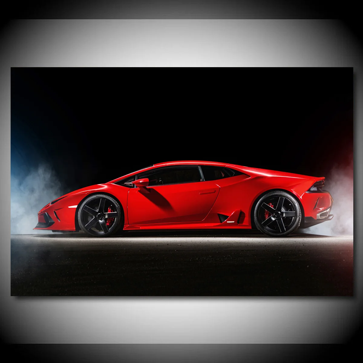 Sportscar Huracan Red Car Vehicle Dark Wallpaper Dipinti Su Tela Poster E Stampe Wall Art Per La Decorazione Del Soggiorno