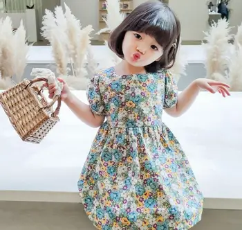 

2020 Summer Baby Girls Cotton Printed Dress, Princess Kids Sweet Clothing 5 pieces/lot