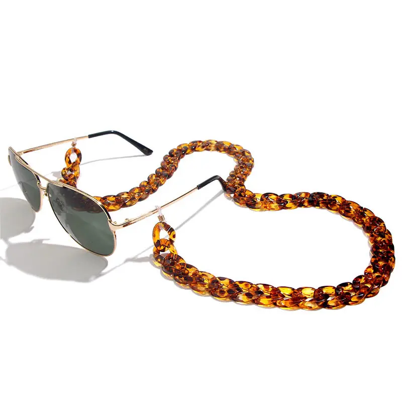 Flatfoosie, Леопардовый цвет, акриловый цепочка для солнцезащитных очков, женские очки для чтения, висящая цепочка на шею, цепочка для больших очков, ремешок для очков - Цвет: 03BN