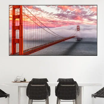 

Large San Francisco Bridge at dusk posters Modern canvas paintings Interior murals Bedroom study decoration paintings