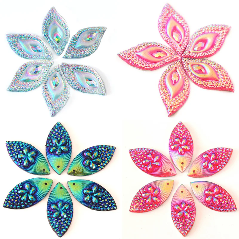 

Big Promotion 50pcs Resin Sew On Rhinestone Fancy Shape Sewing Crystals Teardrop Round Sew-On Stones DIY Accessories F0143