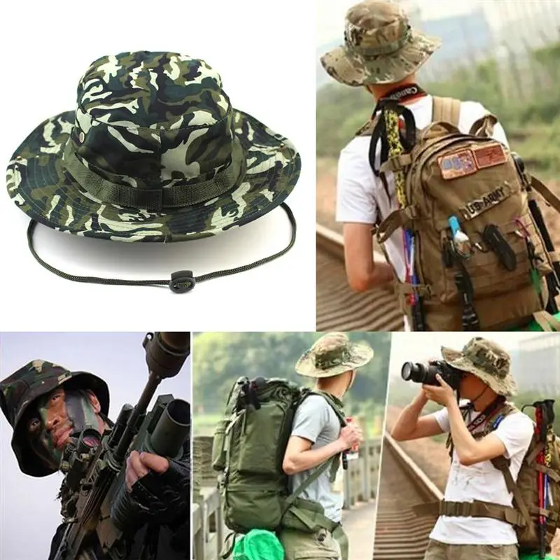 Мода унисекс для взрослых Спорт на открытом воздухе с широкими полями Boonie Hat cap Рыбалка Hat-Свободный размер(синий камуфляж