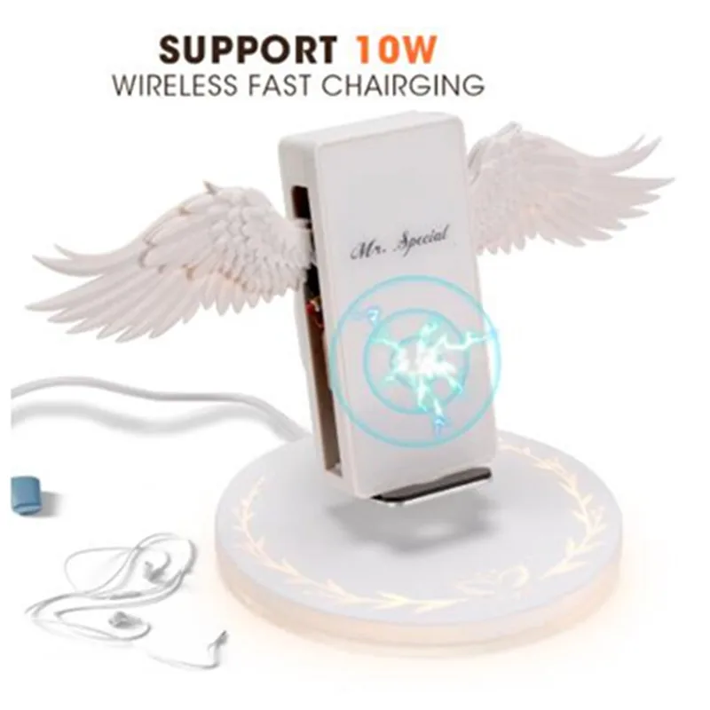 Wireless Charger Dock 10W Angel Wings 3.0 Fast Charger For iPhone xs max 7 8 x galaxy a80 a70 Wirelles Charger Chargeur Sans Fil
