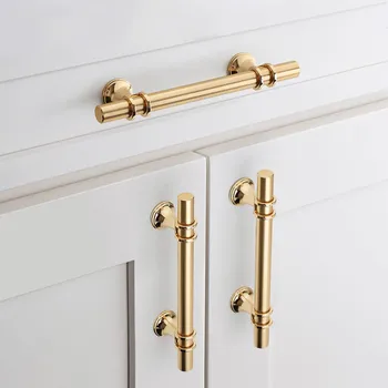 Modern Zinc Alloy Black Gold Door Handles Kitchen Cabinet Handles Solid Drawer Knobs Fashion Furniture Handle Hardware