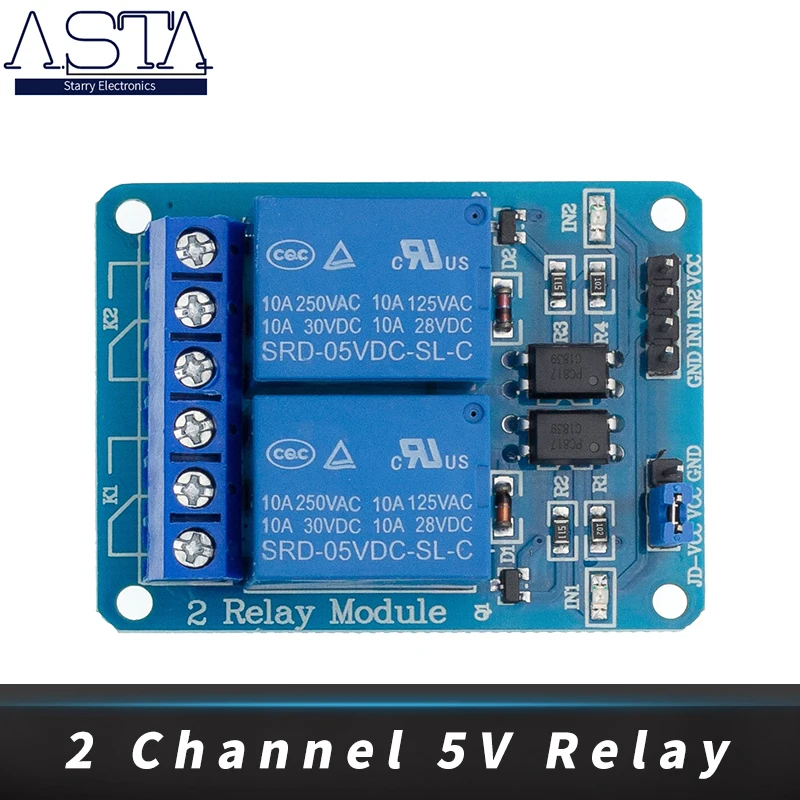 

20pcs 2-channel New 2 channel relay module relay expansion board 5V low level triggered 2-way relay module