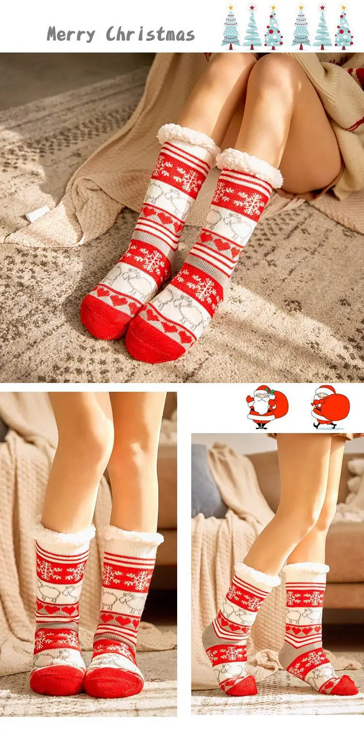 Женские зимние носки-снегоступы; домашние тапочки; женские носки с удобной шерпой и плюшевой подкладкой; нескользящие женские шлепанцы