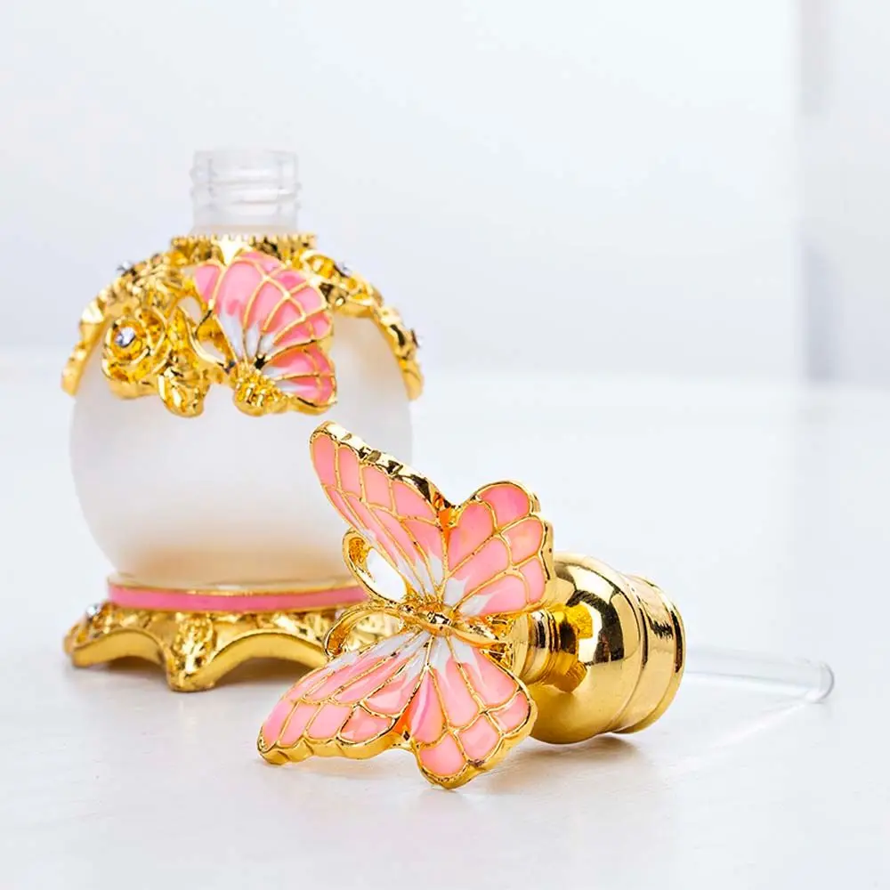 Metal Capped Butterfly Perfume Bottle Retro Vintage Empty Refillable Essential Oil Container Bottle Party Wedding Decor Gift