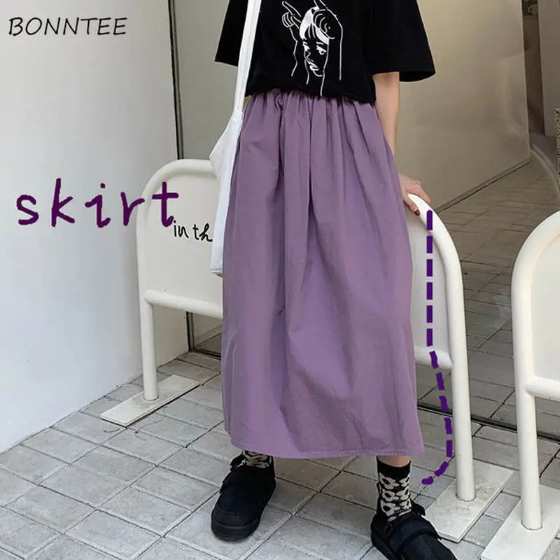 

Skirts Women Cargo Purple Harajuku Stylish Ulzzang Fashion Girl Clothes Street Solid Empire Sweet Fall Summer Basic Femme Bottom