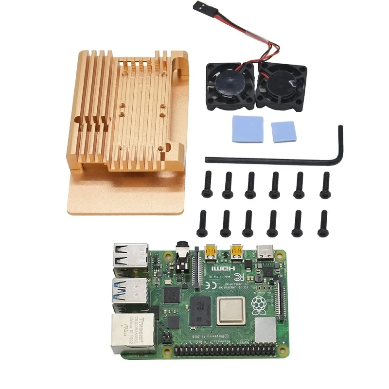 Для Raspberry Pi 4B 4G ram DIY Kit Поддержка 2,4/5,0 GHz Wi-Fi Bluetooth 5,0 с защитным корпусом из алюминиевого сплава с ЧПУ охлаждающий вентилятор