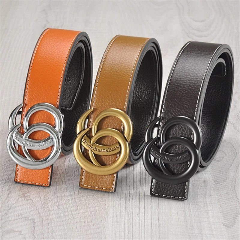 New Fashion Hot sales Lychee top layer cowhide Bronze buckle Style Real man business belt women leisure belt Free shipping