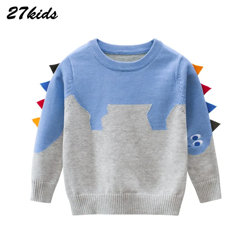 Little Boys Crewneck Sweatshirt Long Sleeve Cartoon T-Shirt Kids Clothes Cotton Pullover Dinosaur Tops