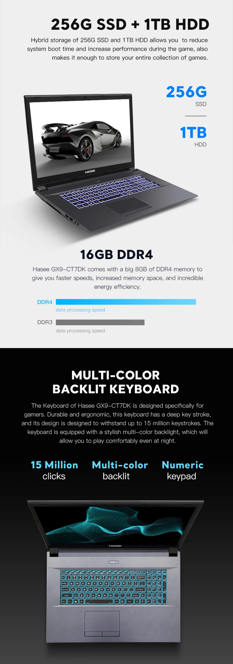Hasee GX9-CT7DK ноутбук для игр(Intel Core I7-9700+ RTX 2070/16GB ram/256G SSD+ 1T HDD/17,3 ''ips 144Hz 72% NTSC) hasee N