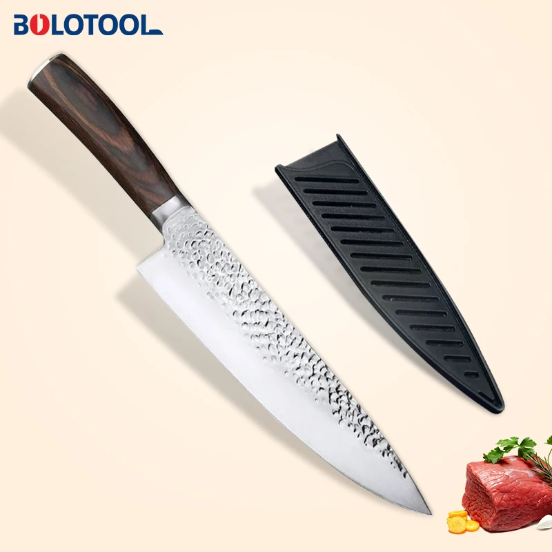 

8" Kitchen Knife 7CR17 Stainless Steel Chef Knife Hammered Forged Fish Sashimi Slice Knife