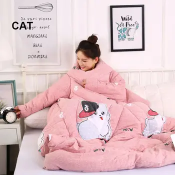 

Lazy Wearable Sleeping Quilt Blanket with Sleeves Thick Warm Winter Home Bedding J99Store