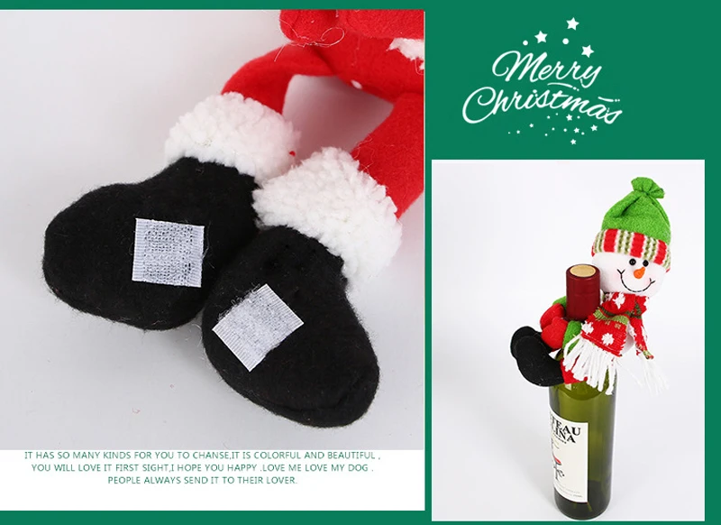 Christmas Wine Bottle Cover Bags Xmas Dinner Table Decorations Santa Claus Elf Snowman Drink Champagne Set Bags Holder Gifts