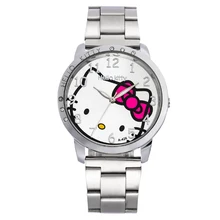 Часы Hello kitty для девочек Детская Для женщин Подарки для детей мультфильм часы Нержавеющая сталь ремешок кварцевые часы детские часы Relogio Infantil