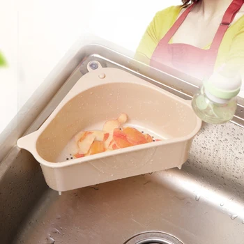 

Triangle Storage Holder Multifunctional Drain Shelf Storage Sucker Kitchen Rack Durable And Reliable