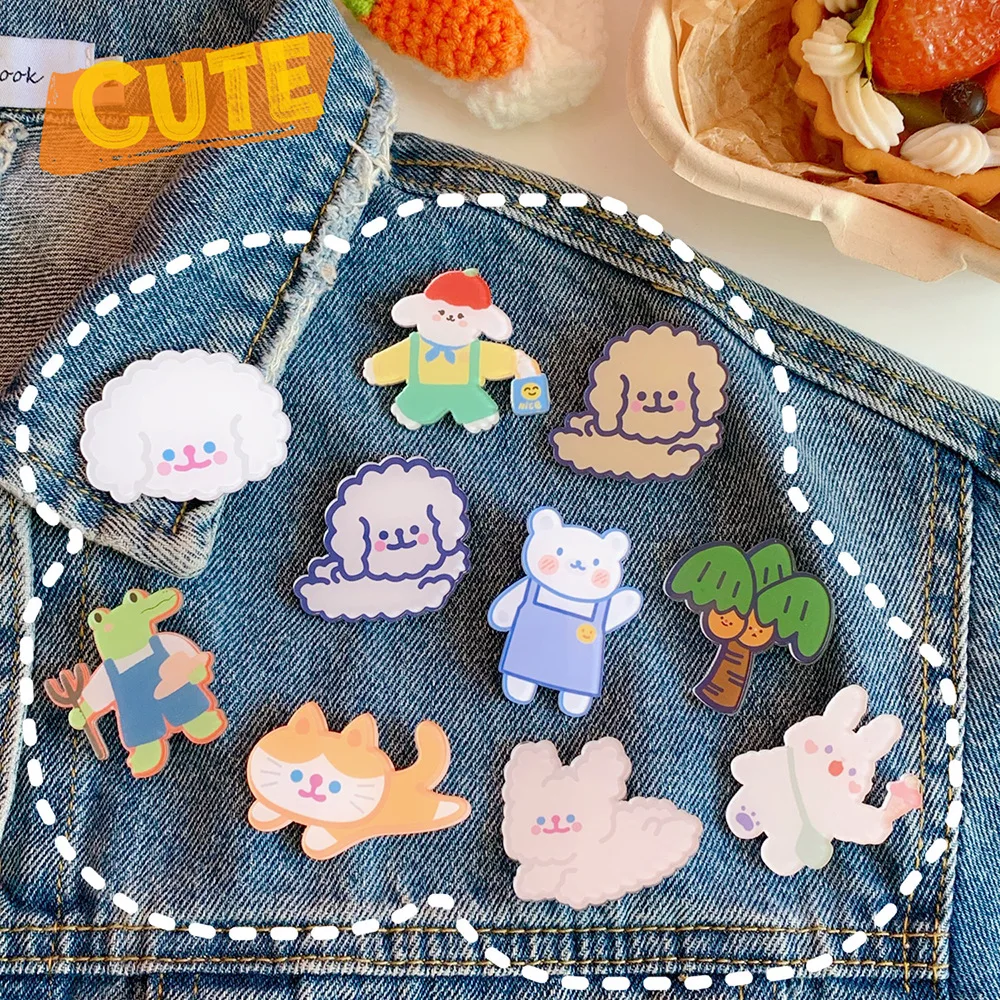 1 шт. милая собака медведь Кот Харадзюку Броши акриловые значки на рюкзак булавки