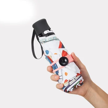 

Mini Sun Umbrella rain Women Cat Black Coating Sunscreen Brand Pocket 5 Folding Umbrellas kids Guarda Chuva Fashion Paraguas