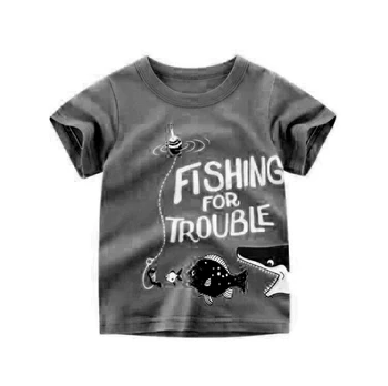 

Boys T-Shirt Clothes Baby-Boys Kids Cartoon Outwear Tops Car-Print Cotton for Children Shark Print Summer Toddler