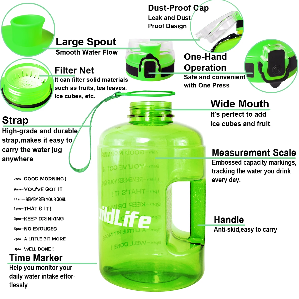 BuildLife 1.3L 2.2L 3.78L бутылка для воды с блокировкой флип-флоп крышкой спортивный тренажерный зал бутылки Фитнес Спорт BPA бесплатно большой емкости кувшин